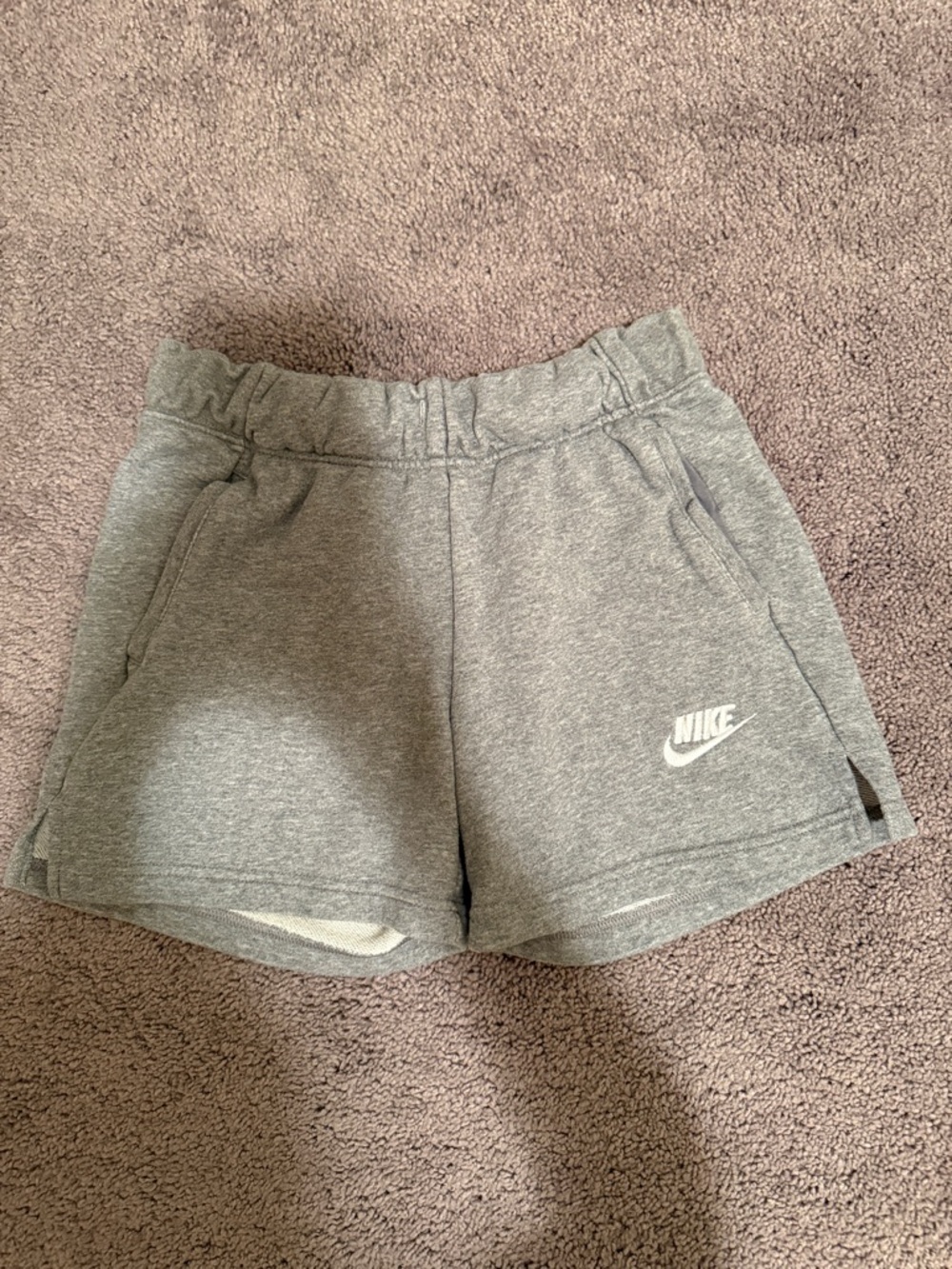 Nike Heather Gray Girl Sport Shorts with White Logo
